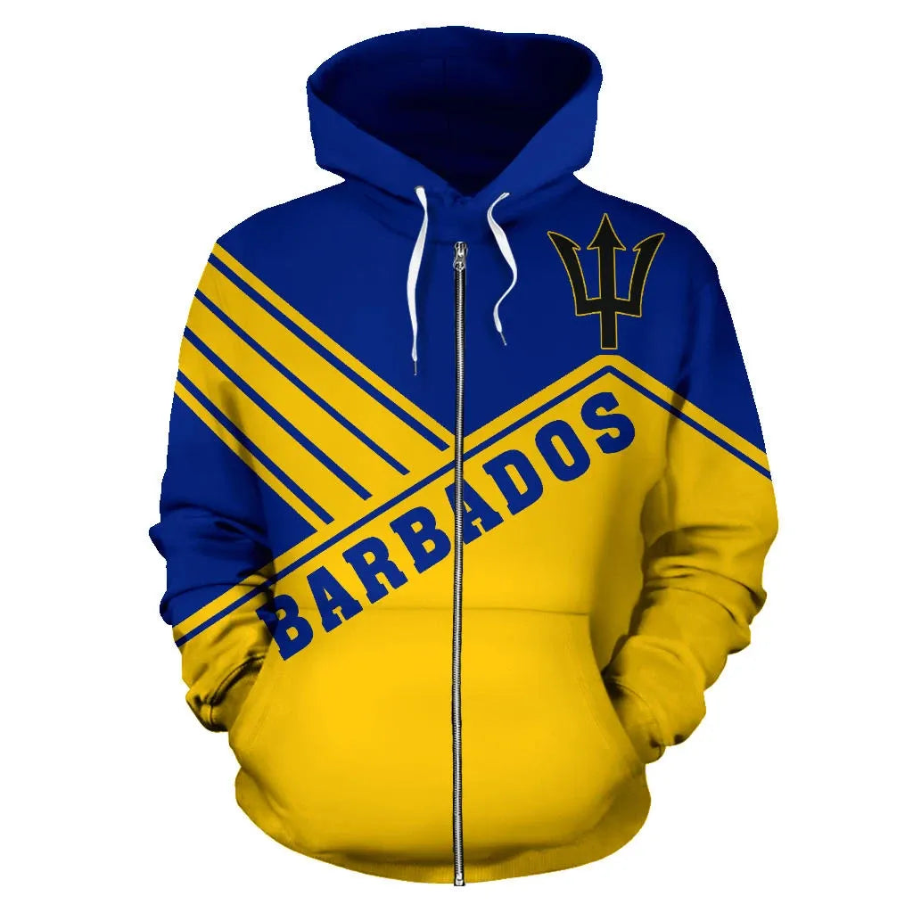 Barbados Coat Of Arms Zip Up Hoodie Mount Style