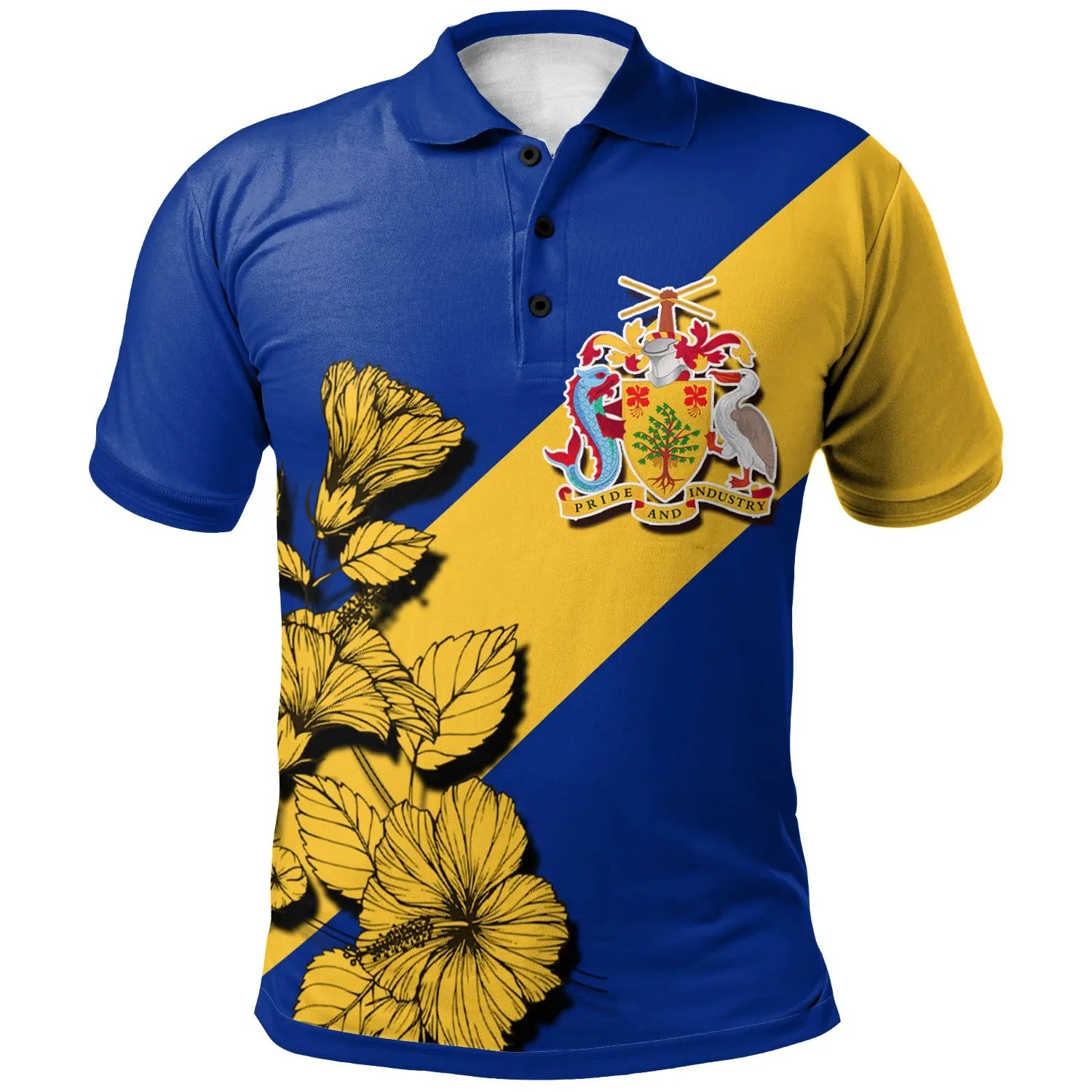 Barbados Polo shirt Crest Hibiscus