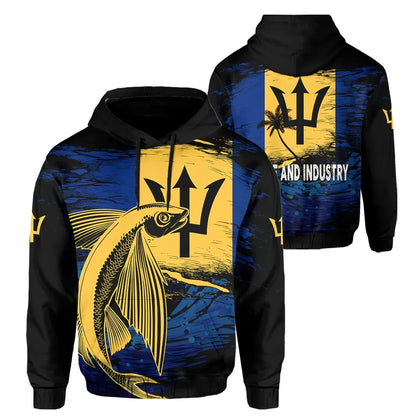Barbados Hoodie Flying Fish Unisex Printed Zip Hoodie