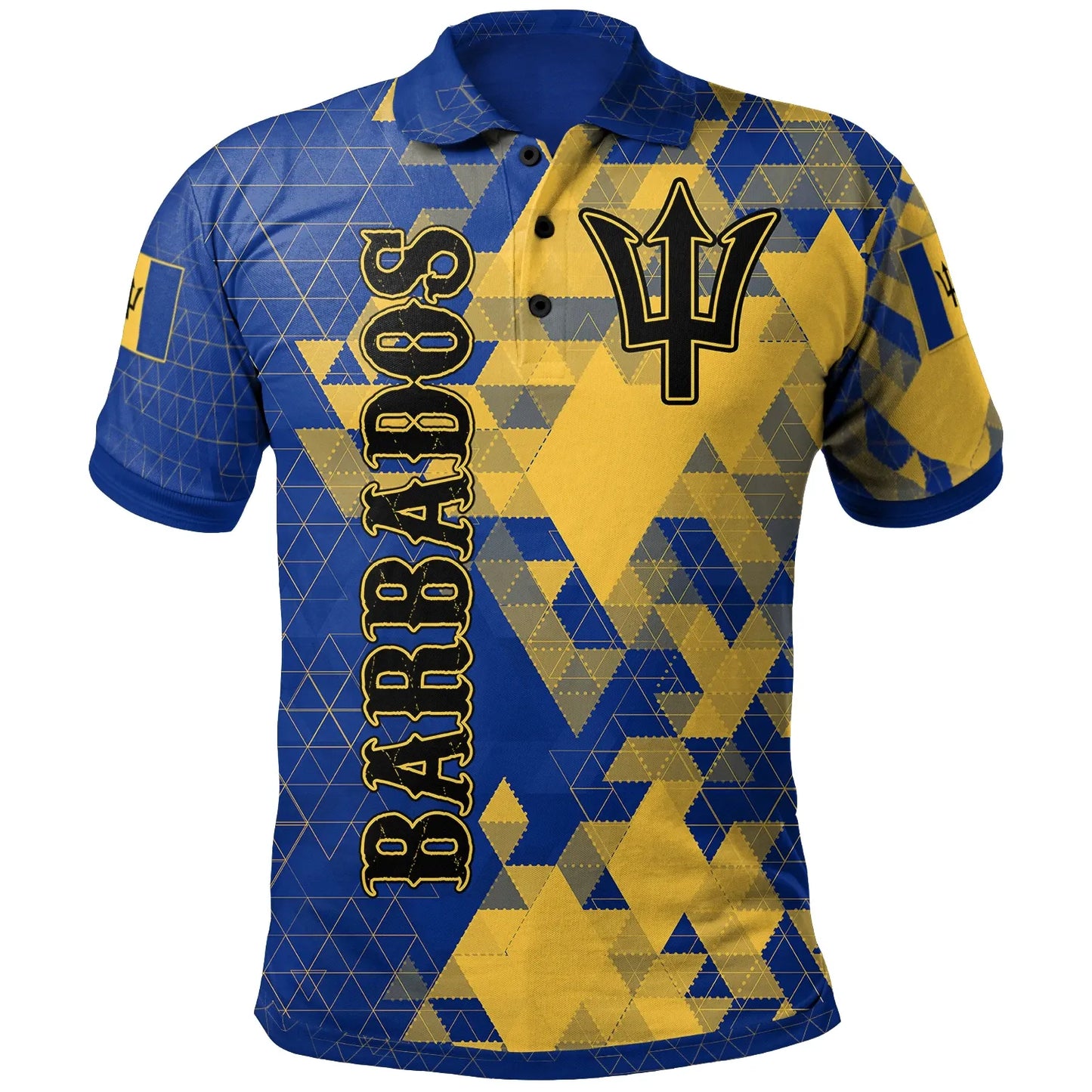 Barbados Polo Shirt National Flag Polygon Style