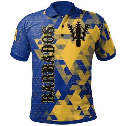 Barbados Polo Shirt National Flag Polygon Style