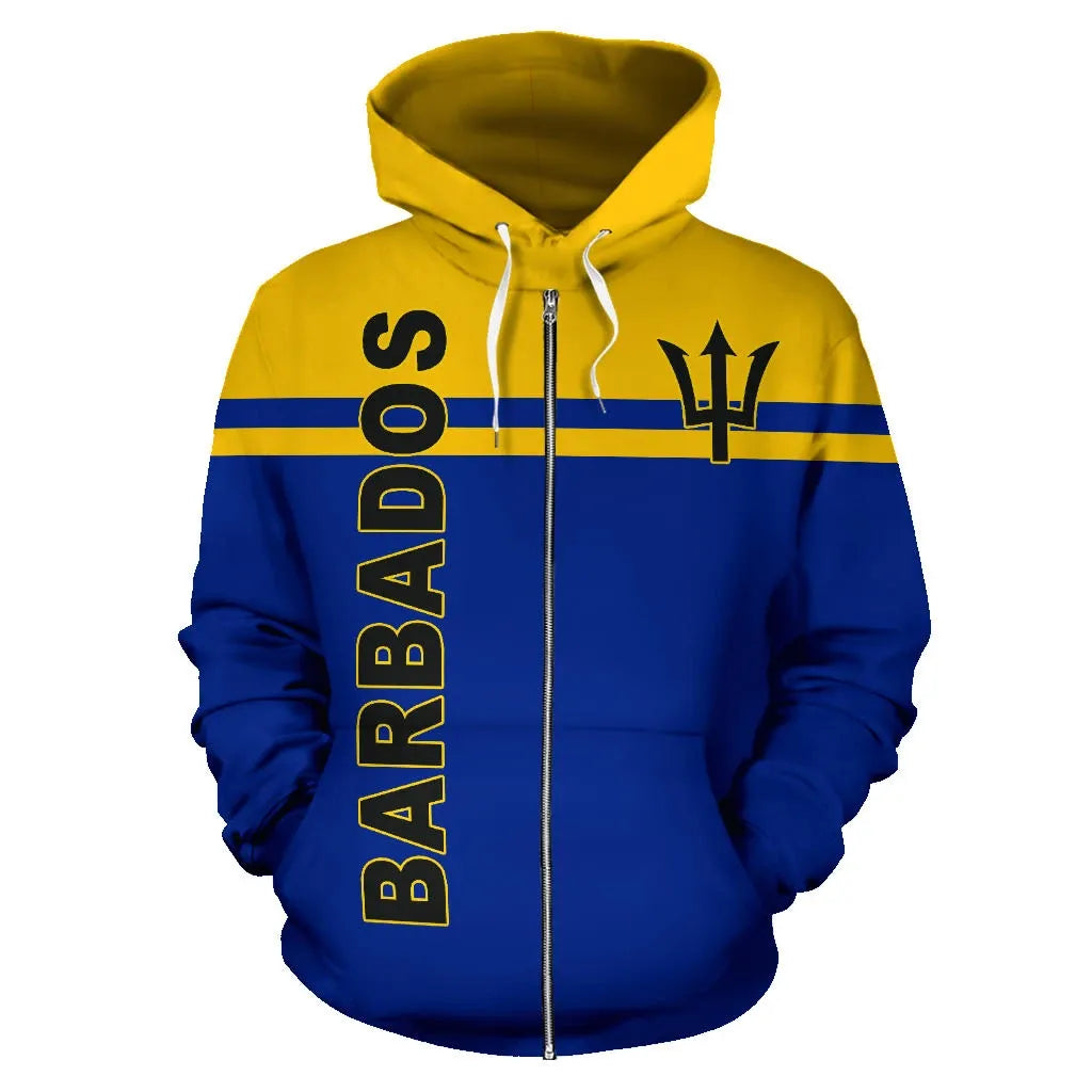 Barbados All Over Zip Up Hoodie Horizontal Style