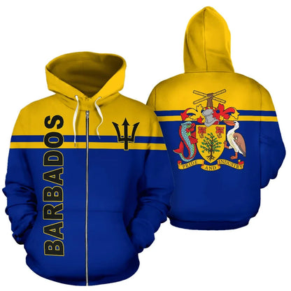 Barbados All Over Zip Up Hoodie Horizontal Style