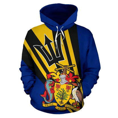 Barbados Hoodie Coat Of Arms Unisex Printed Zip Hoodie