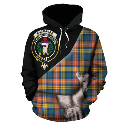 Printivon Buchanan Ancient Tartan Clan Crest Hoodie Patronage