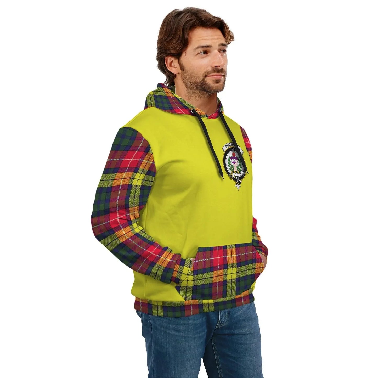 Printivon Buchanan Clans Tartan All Over Hoodie Sleeve Color