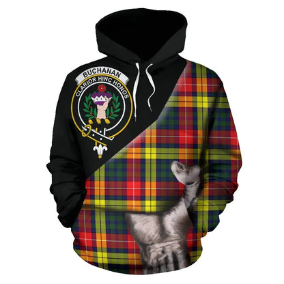 Printivon Buchanan Modern Tartan Clan Crest Hoodie Patronage