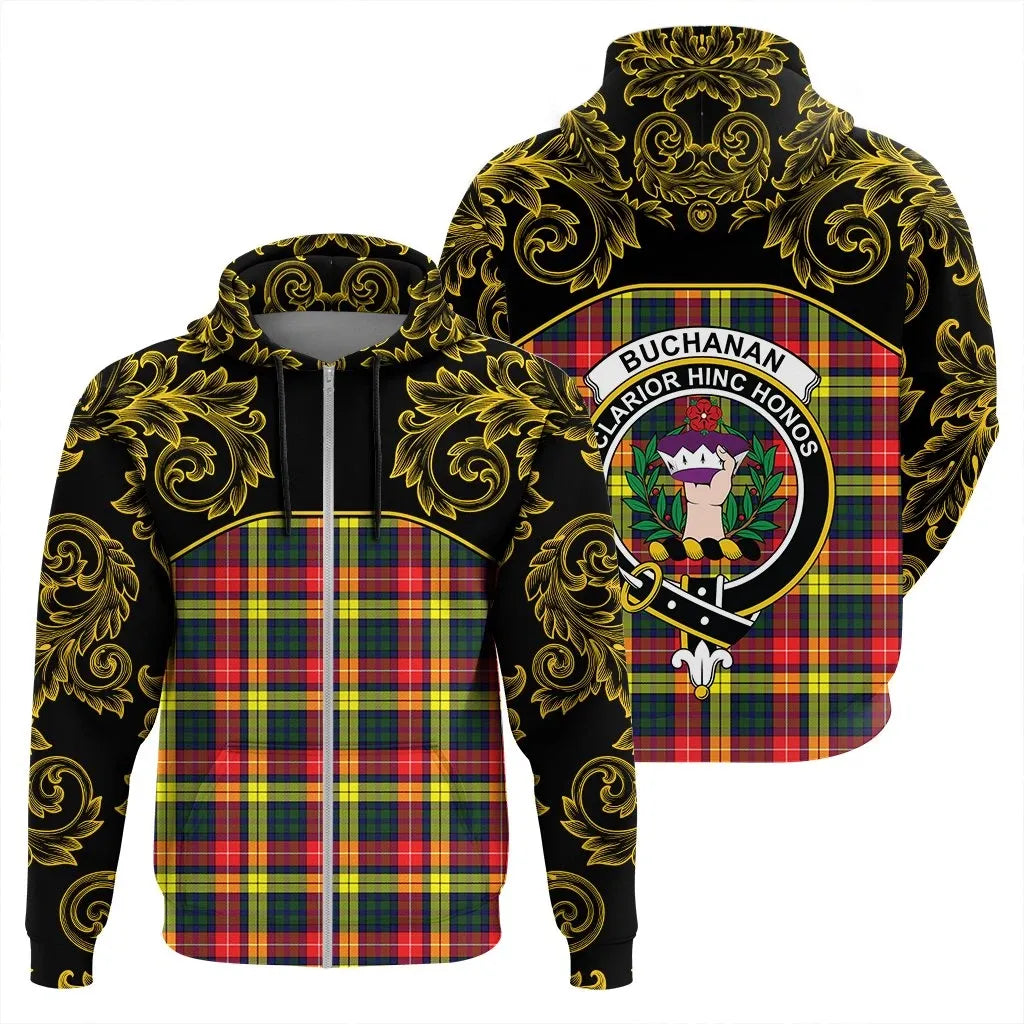 Printivon Buchanan Modern Tartan Clan Crest Zip Hoodie Empire I
