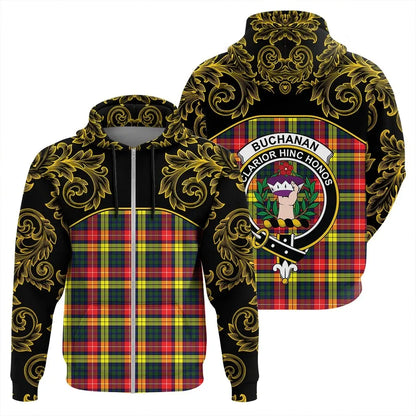 Printivon Buchanan Modern Tartan Clan Crest Zip Hoodie Empire I
