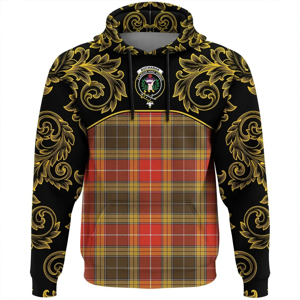 Printivon Buchanan Old Set Weathered Tartan Clan Crest Hoodie Empire I