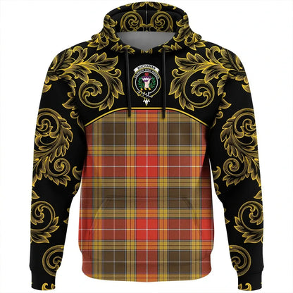 Printivon Buchanan Old Set Weathered Tartan Clan Crest Hoodie Empire I