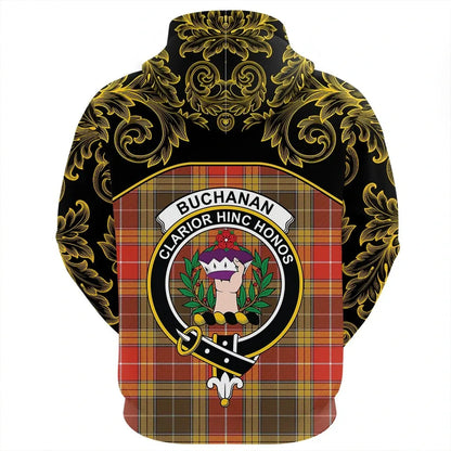 Printivon Buchanan Old Set Weathered Tartan Clan Crest Hoodie Empire I