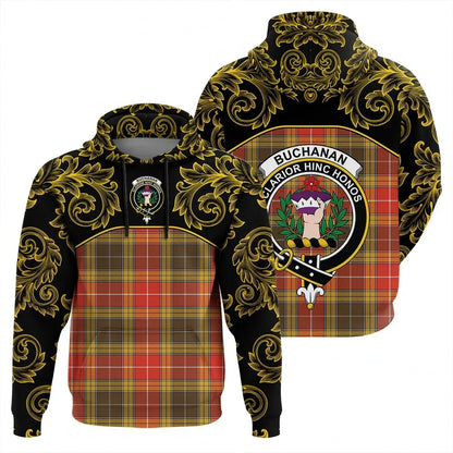 Printivon Buchanan Old Set Weathered Tartan Clan Crest Hoodie Empire I