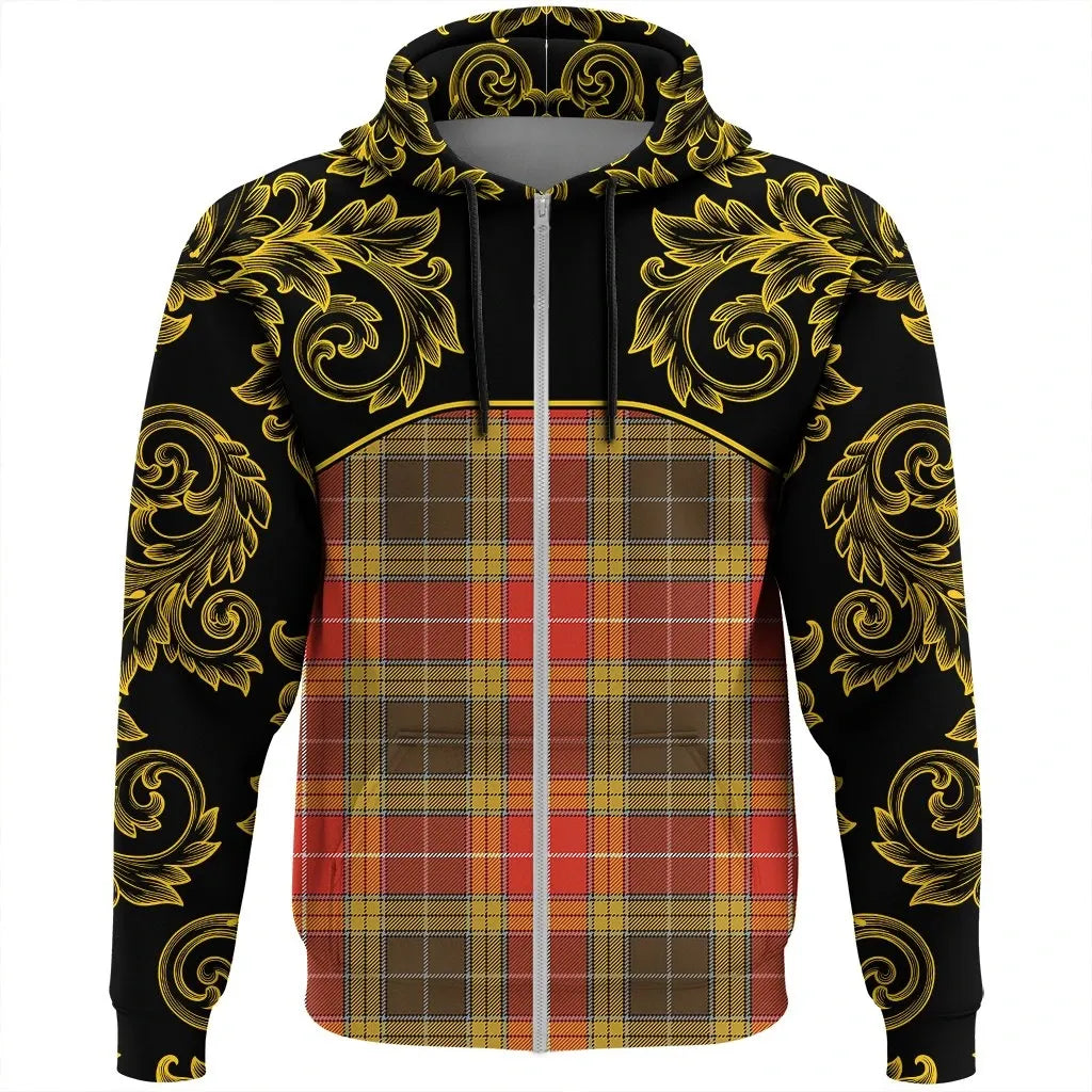 Printivon Buchanan Old Set Weathered Tartan Clan Crest Zip Hoodie Empire I