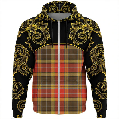 Printivon Buchanan Old Set Weathered Tartan Clan Crest Zip Hoodie Empire I