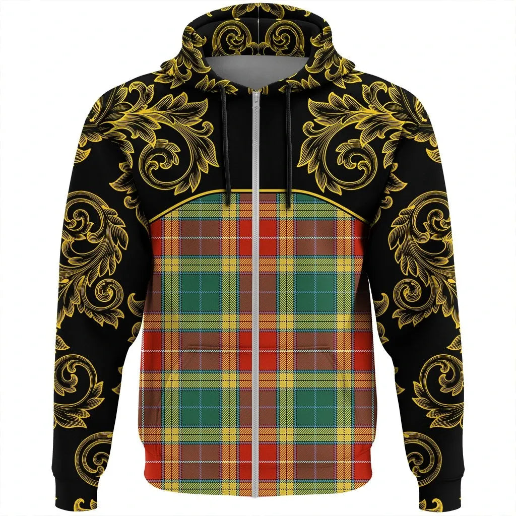 Printivon Buchanan Old Sett Tartan Clan Crest Zip Hoodie Empire I