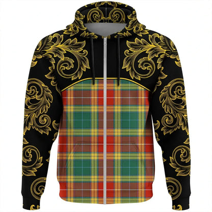 Printivon Buchanan Old Sett Tartan Clan Crest Zip Hoodie Empire I