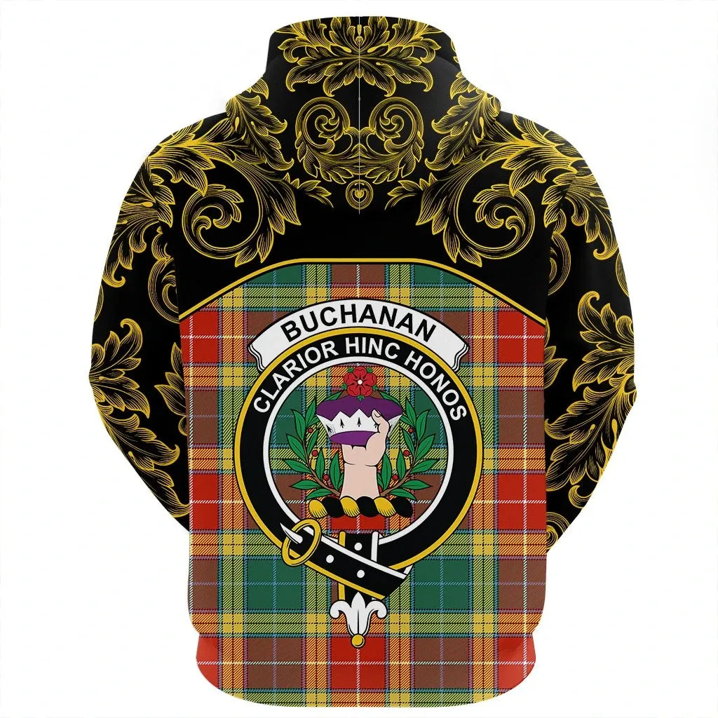 Printivon Buchanan Old Sett Tartan Clan Crest Zip Hoodie Empire I
