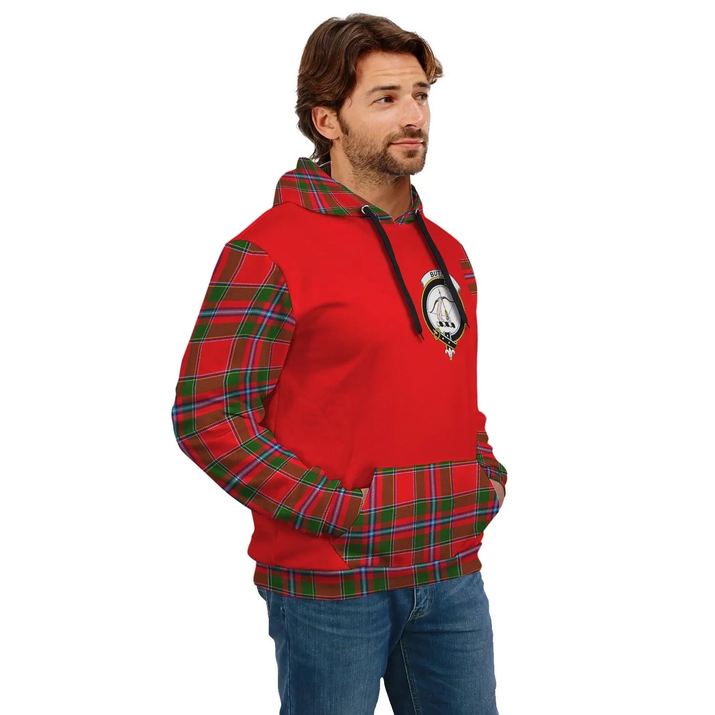 Printivon Butter Clans Tartan All Over Hoodie Sleeve Color