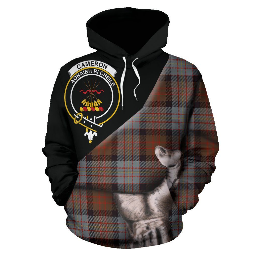 Printivon Cameron Of Erracht Weathered Tartan Clan Crest Hoodie Patronage