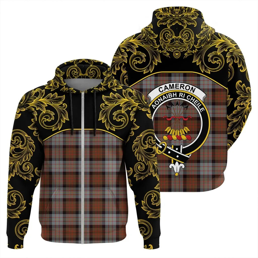 Printivon Cameron Of Erracht Weathered Tartan Clan Crest Zip Hoodie Empire I