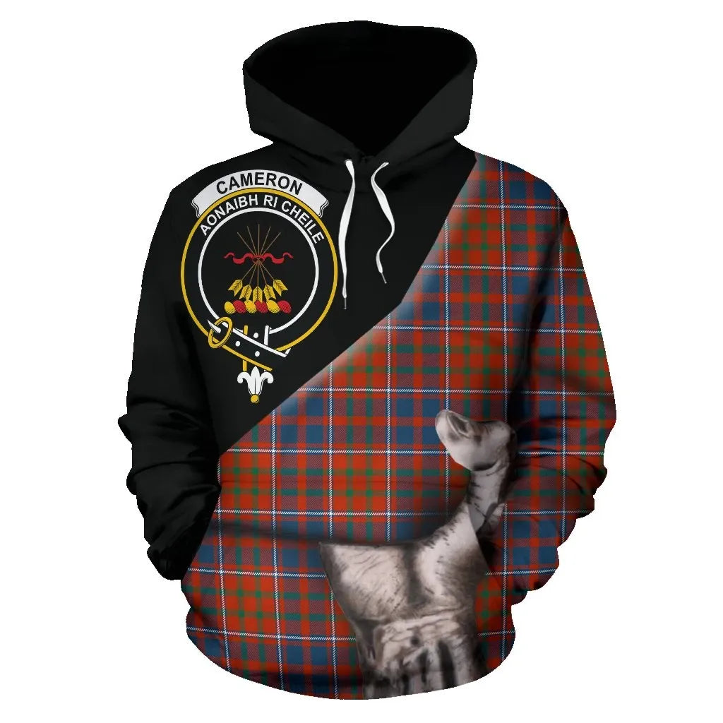 Printivon Cameron Of Lochiel Ancient Tartan Clan Crest Hoodie Patronage