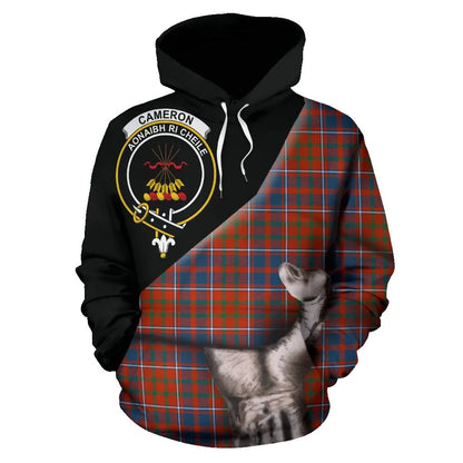 Printivon Cameron Of Lochiel Ancient Tartan Clan Crest Hoodie Patronage