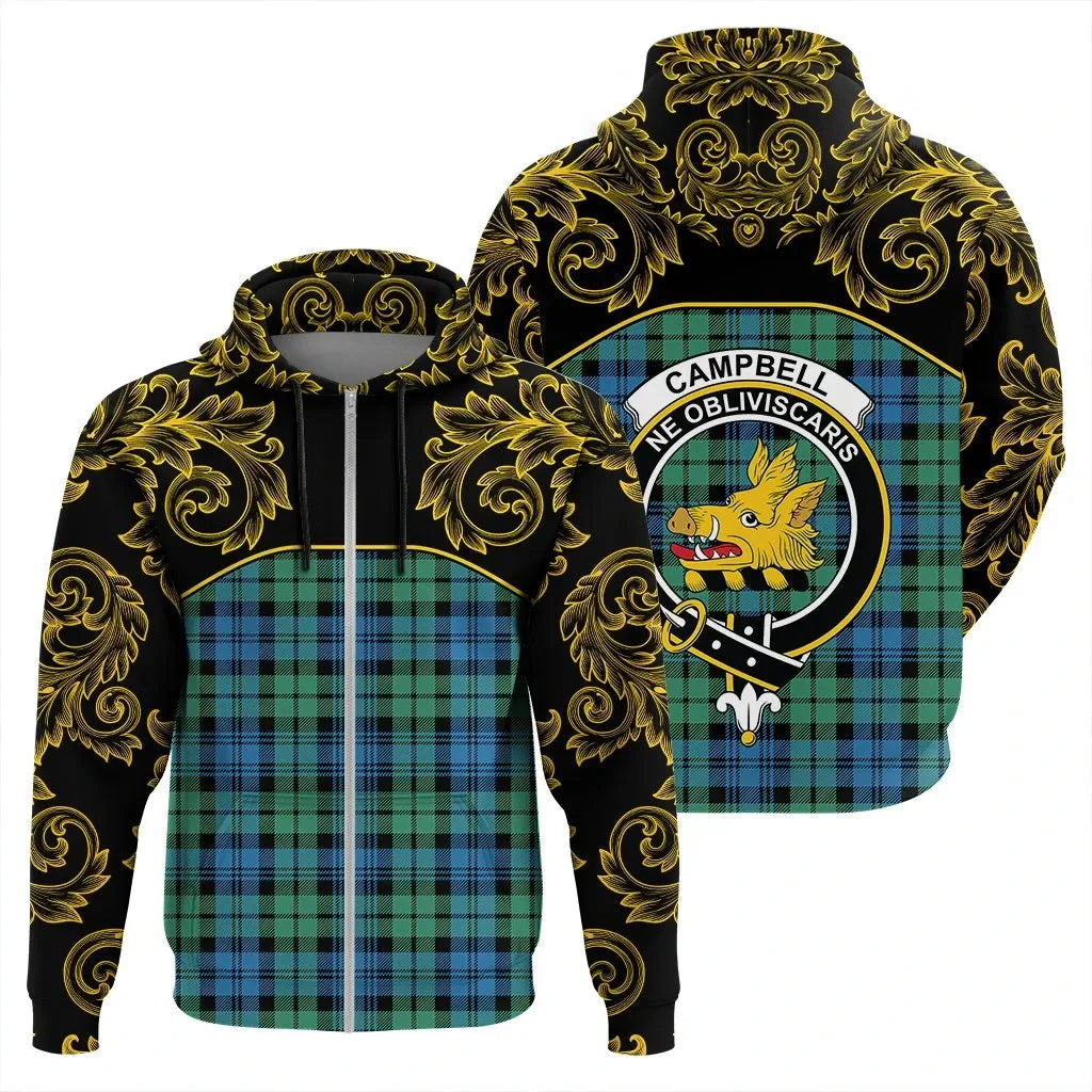 Printivon Campbell Ancient 01 Tartan Clan Crest Zip Hoodie Empire I