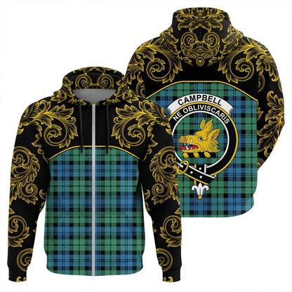 Printivon Campbell Ancient 01 Tartan Clan Crest Zip Hoodie Empire I
