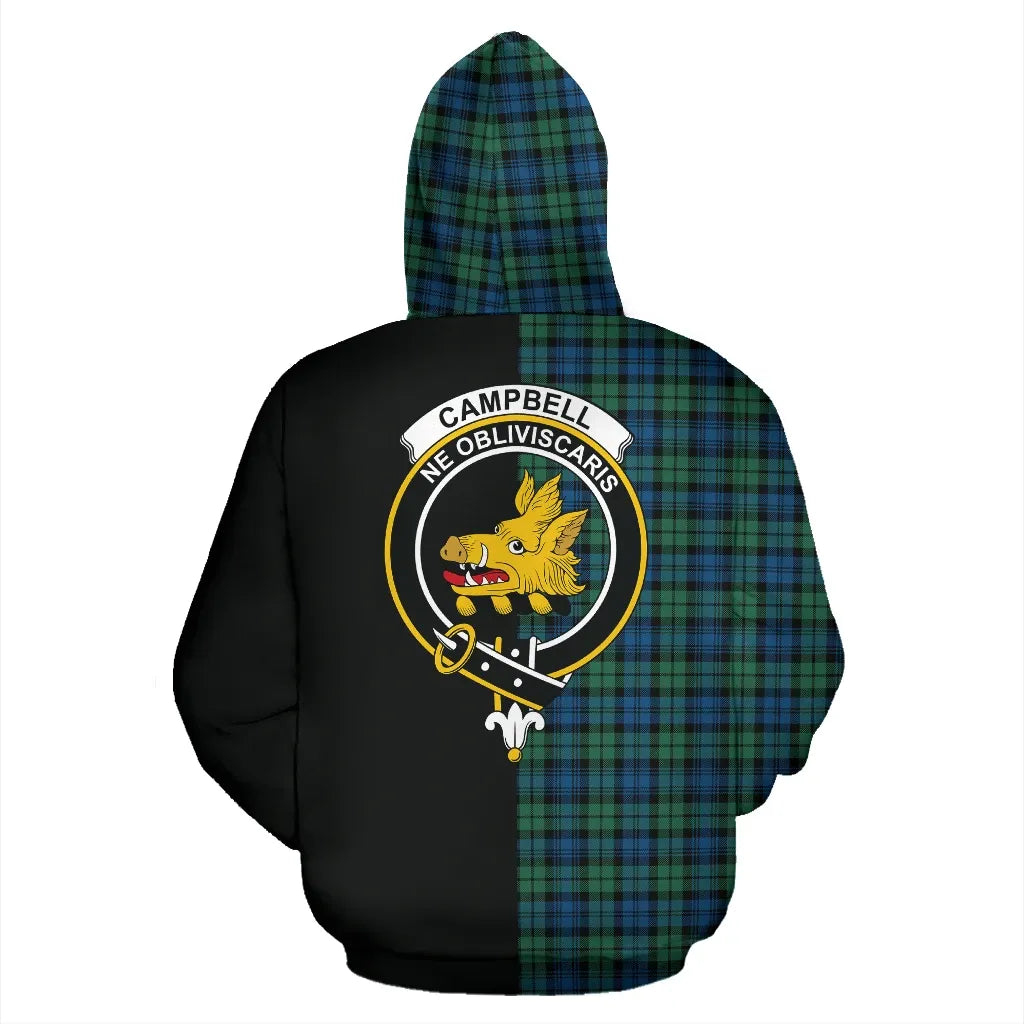 Printivon Campbell Ancient 02 Tartan Hoodie Half Of Me