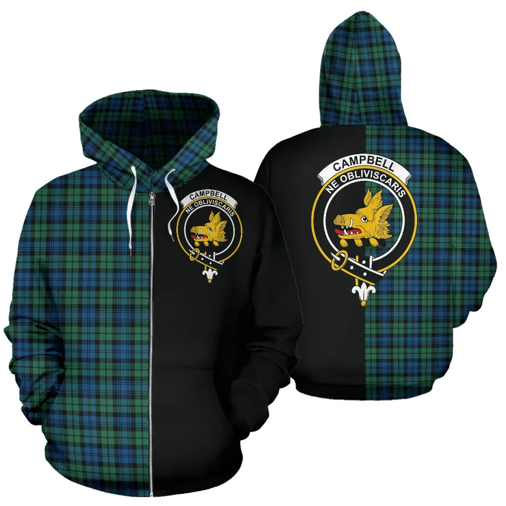Printivon Campbell Ancient 02 Tartan Hoodie Half Of Me