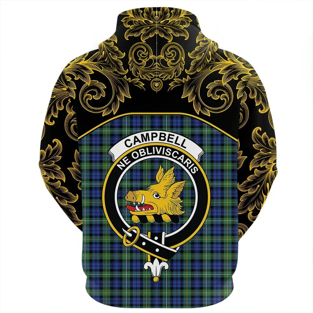 Printivon Campbell Argyll Ancient Tartan Clan Crest Hoodie Empire I