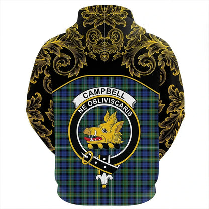 Printivon Campbell Argyll Ancient Tartan Clan Crest Zip Hoodie Empire I