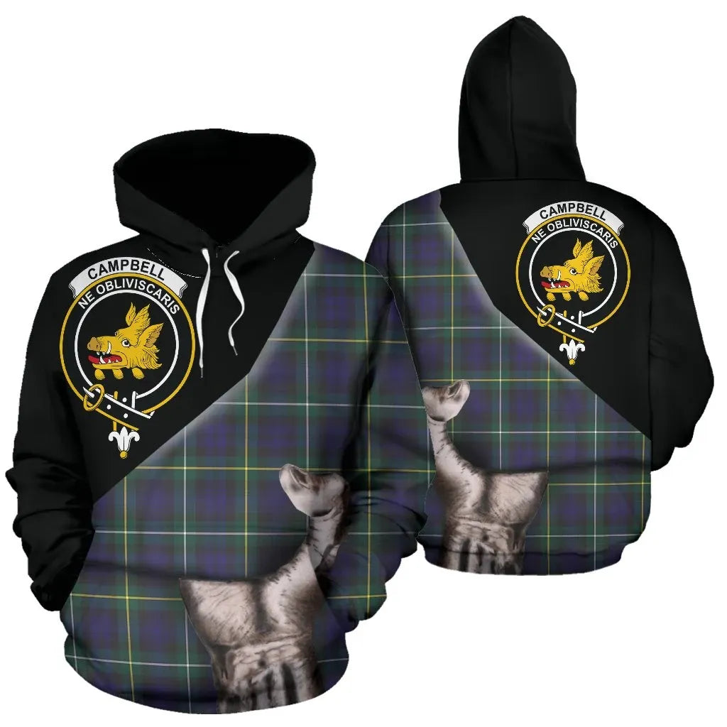 Printivon Campbell Argyll Modern Tartan Clan Crest Hoodie Patronage