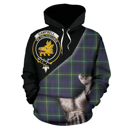 Printivon Campbell Argyll Modern Tartan Clan Crest Hoodie Patronage