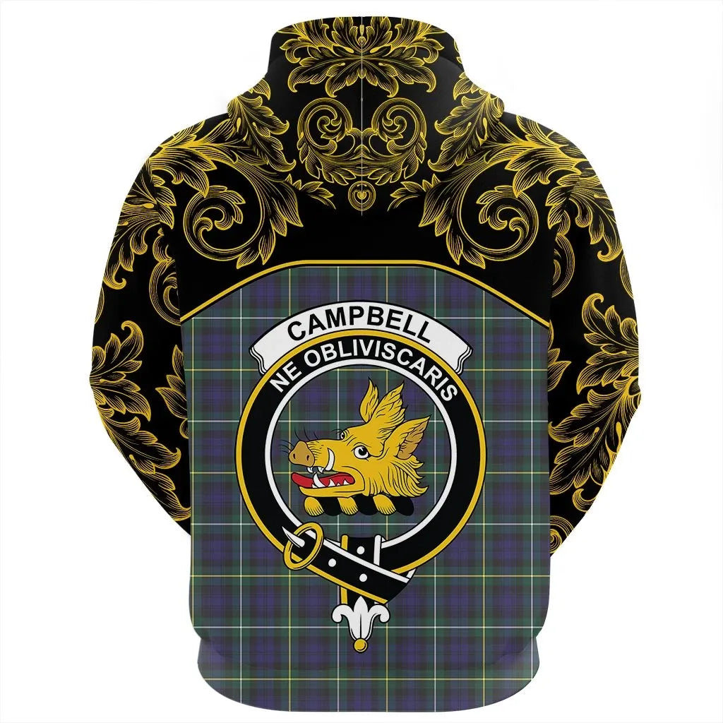 Printivon Campbell Argyll Modern Tartan Clan Crest Zip Hoodie Empire I