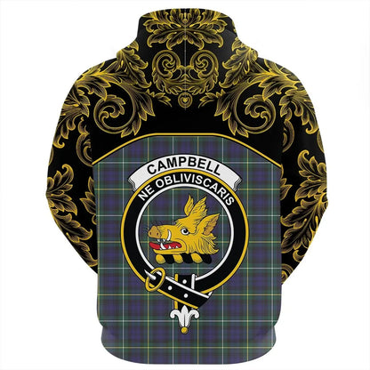 Printivon Campbell Argyll Modern Tartan Clan Crest Zip Hoodie Empire I