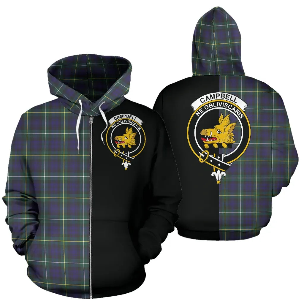 Printivon Campbell Argyll Modern Tartan Hoodie Half Of Me