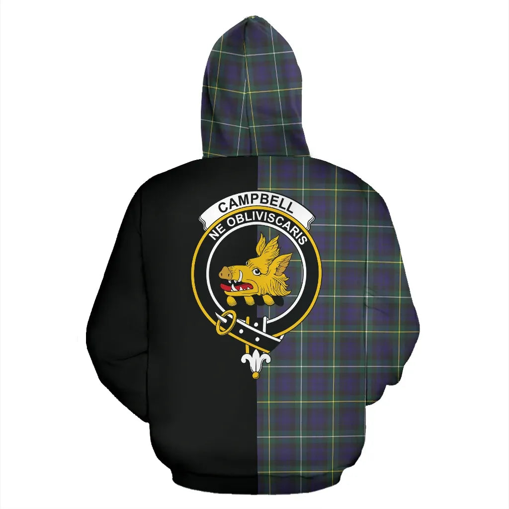 Printivon Campbell Argyll Modern Tartan Hoodie Half Of Me