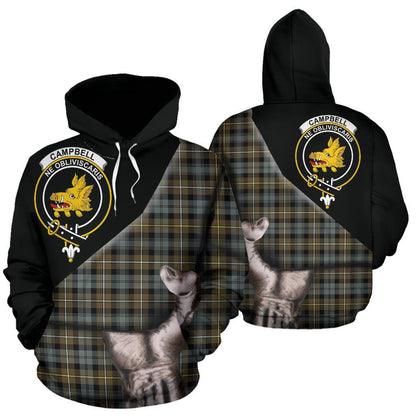 Printivon Campbell Argyll Weathered Tartan Clan Crest Hoodie Patronage