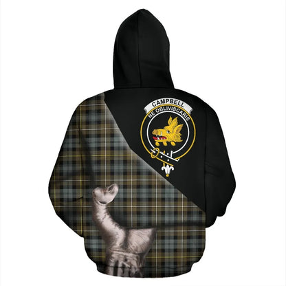 Printivon Campbell Argyll Weathered Tartan Clan Crest Hoodie Patronage