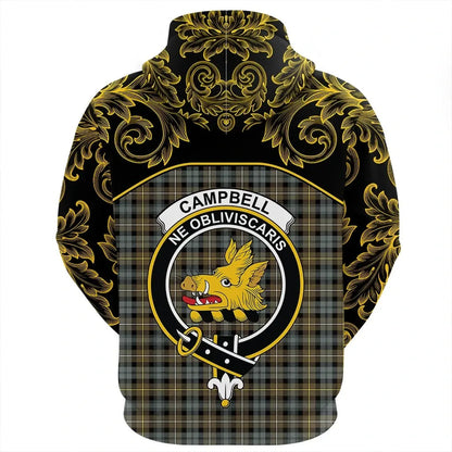 Printivon Campbell Argyll Weathered Tartan Clan Crest Zip Hoodie Empire I