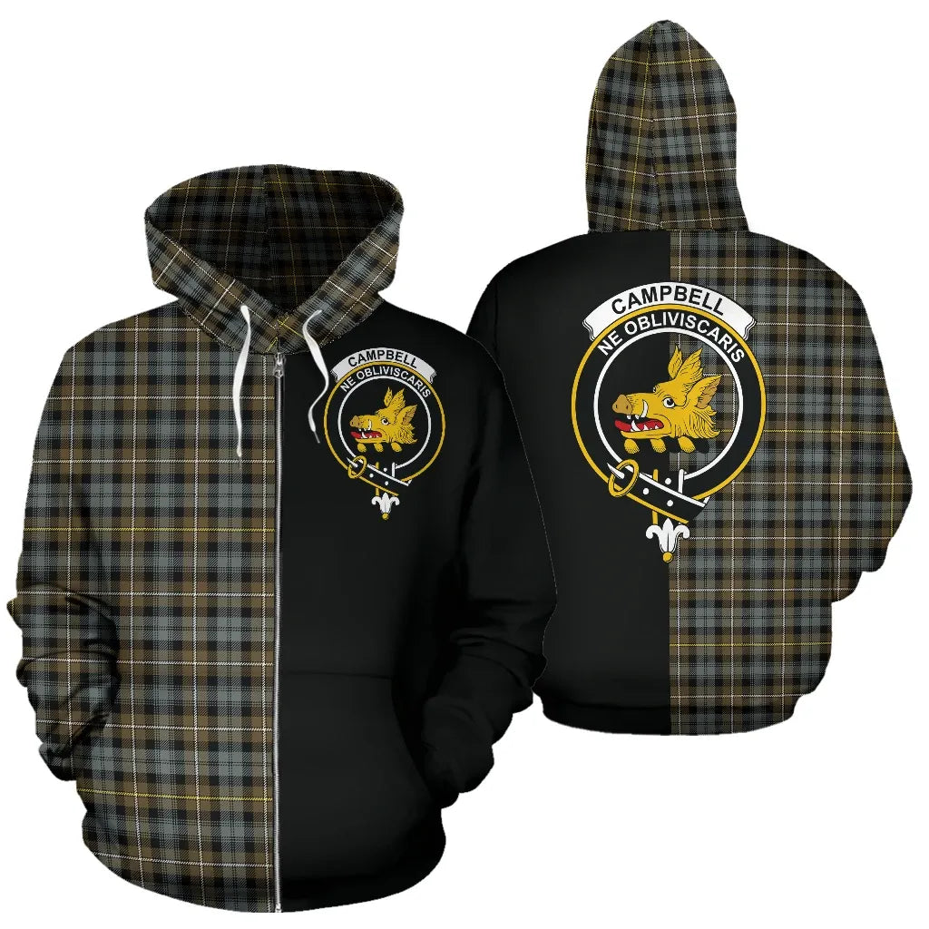 Printivon Campbell Argyll Weathered Tartan Hoodie Half Of Me