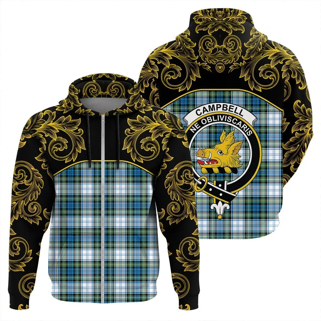 Printivon Campbell Dress Ancient Tartan Clan Crest Zip Hoodie Empire I