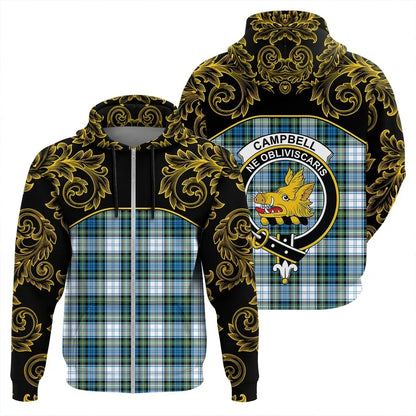 Printivon Campbell Dress Ancient Tartan Clan Crest Zip Hoodie Empire I