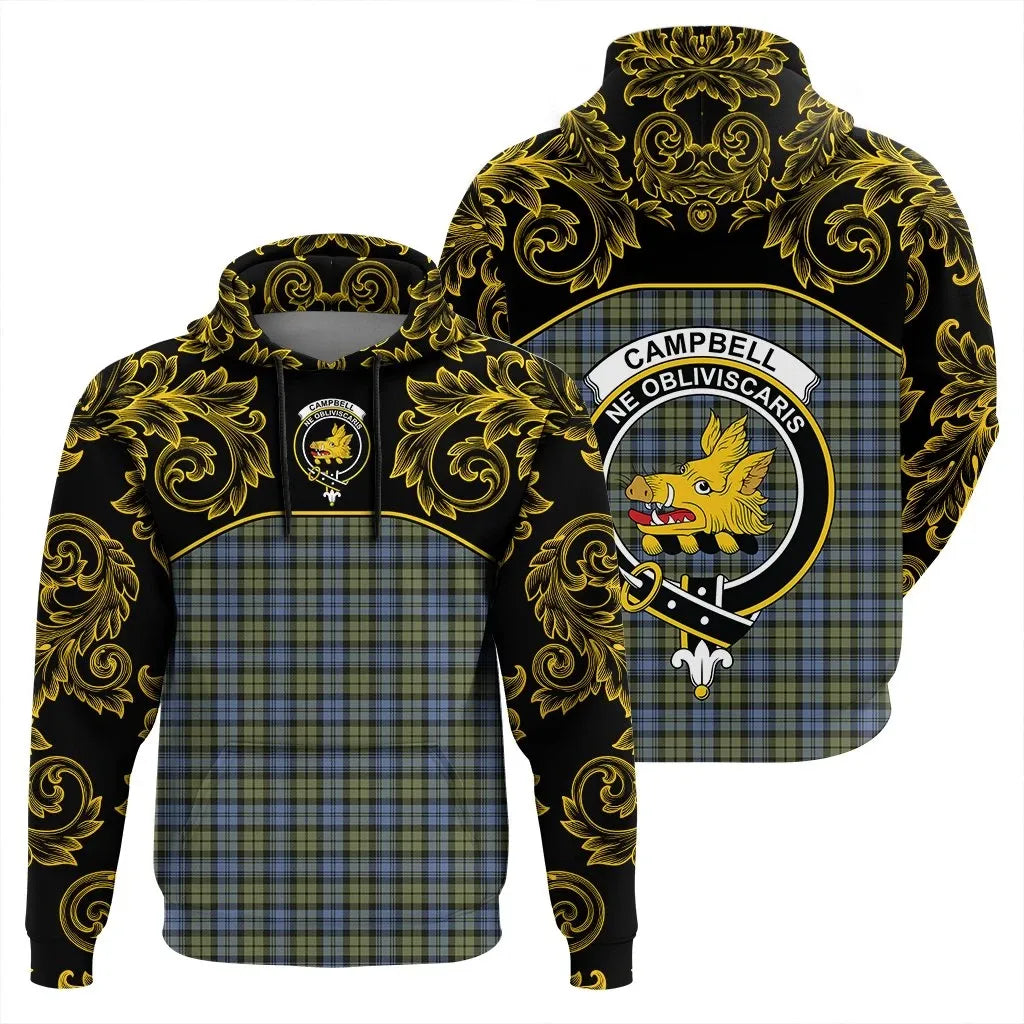 Printivon Campbell Faded Tartan Clan Crest Hoodie Empire I