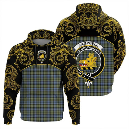 Printivon Campbell Faded Tartan Clan Crest Hoodie Empire I