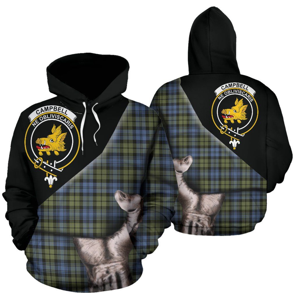 Printivon Campbell Faded Tartan Clan Crest Hoodie Patronage