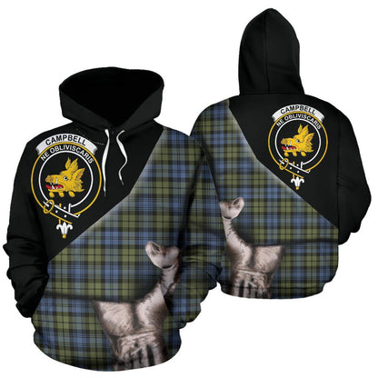 Printivon Campbell Faded Tartan Clan Crest Hoodie Patronage