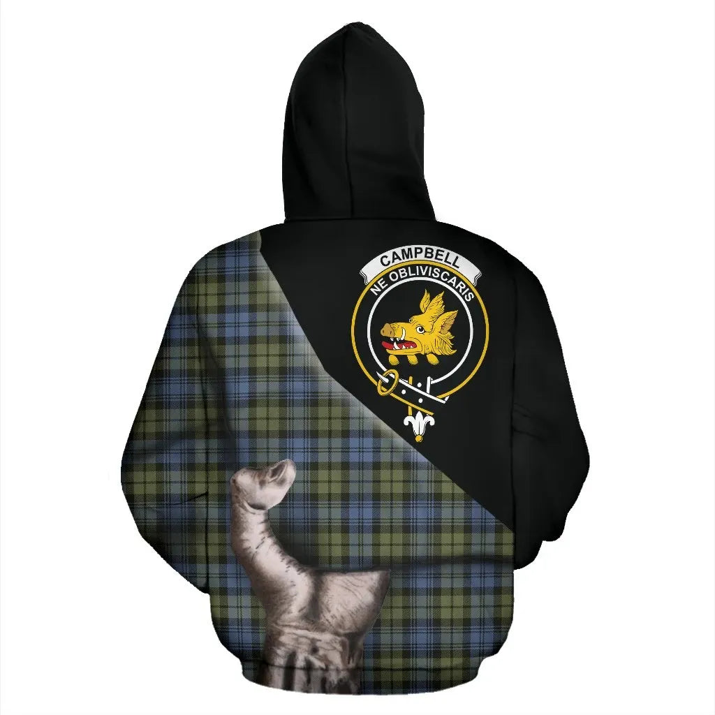 Printivon Campbell Faded Tartan Clan Crest Hoodie Patronage